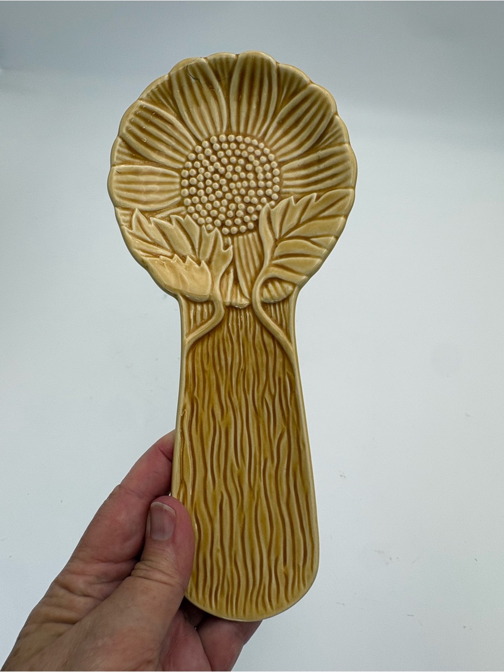 Golden Yellow Bordallo Pinheiro Sunflower Ceramic Spoon Rest - Made in Portugal